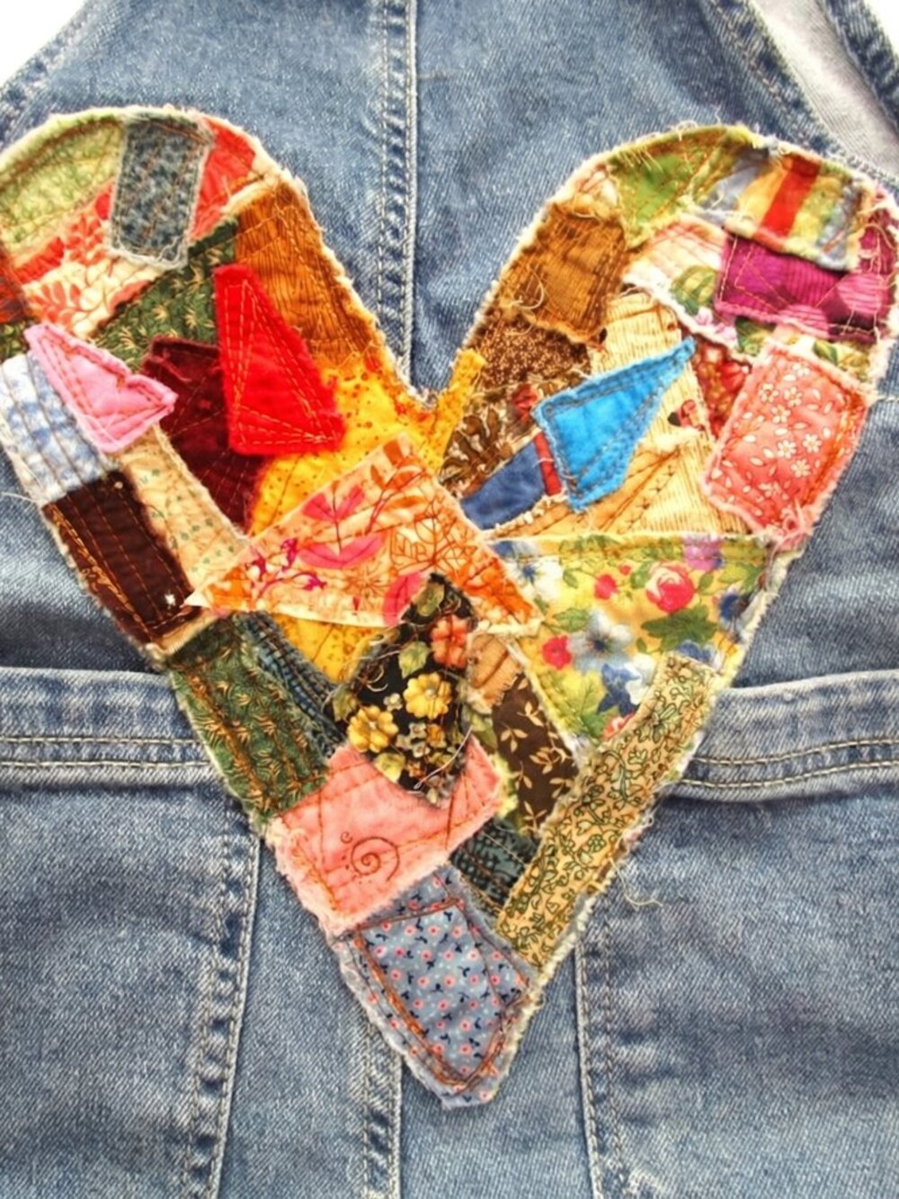 OOAK Patchwork Cat Overalls Dopamine Dressing Upcycled Denim Boho Medium - Picture 8 of 8